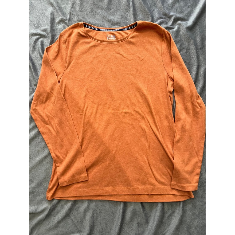Croft & Barrow Classic Tee Burnt Orange Long Sleeve Crewneck Shirt Womens Medium
